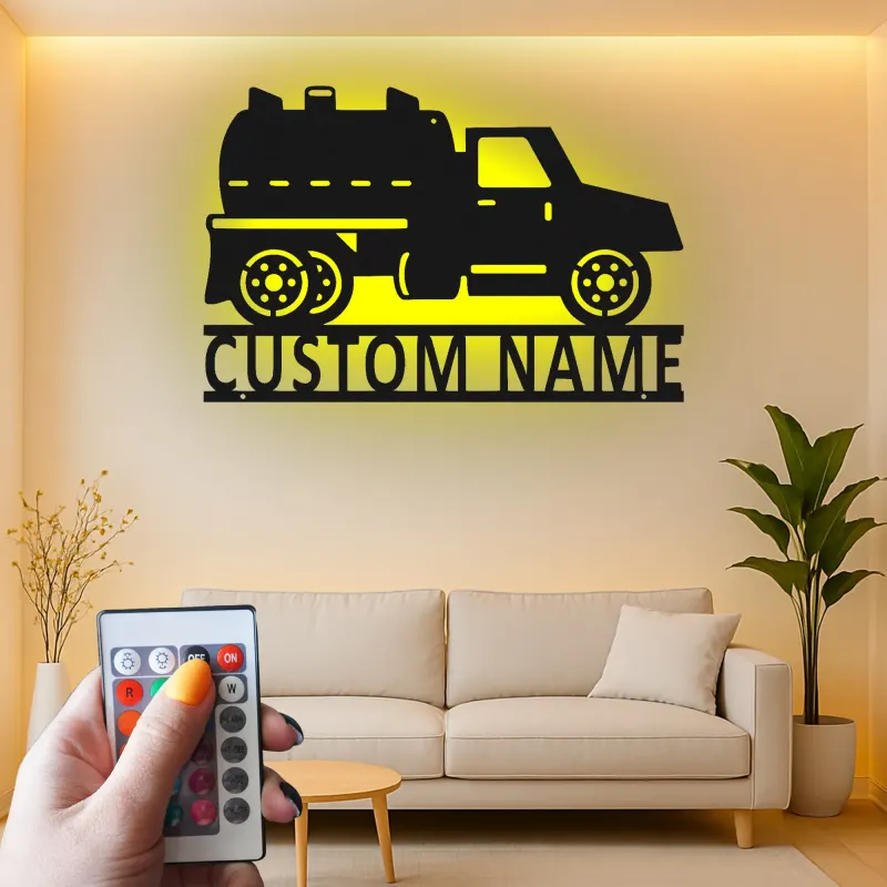 Custom Septic Truck Sign | Personalized LED Metal Wall Art | Gift for Truck Driver | Garage & Man Cave Decor