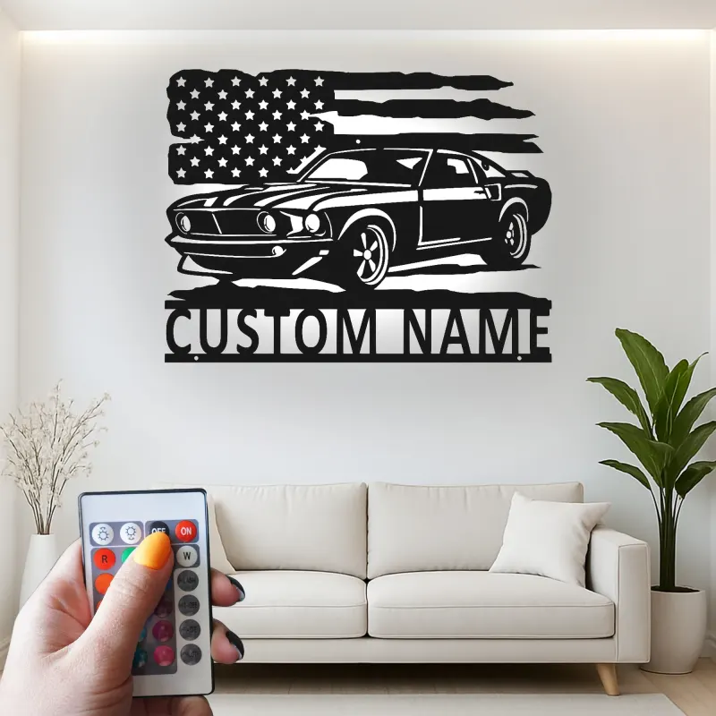 Cartel de metal LED de coche clásico personalizado Regalo para entusiastas de coches Decoración de garaje o man cave