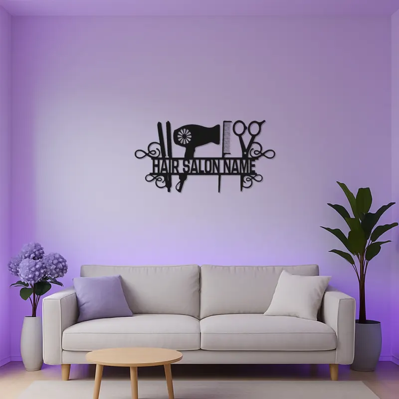 Custom LED Hair Salon Sign | Personalized Metal Wall Art for Stylists | Beauty & Barber Shop Decor