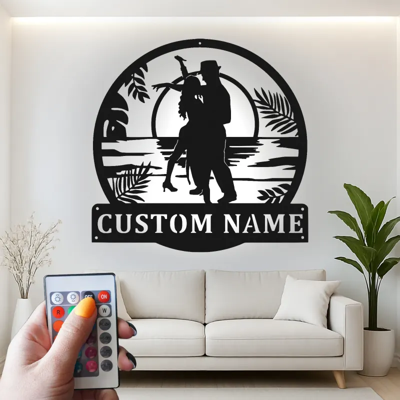 Personalisiertes LED-Licht Metallschild Romantischer Tanz - Geschenk für Paare im Schlafzimmer oder Wohnzimmer