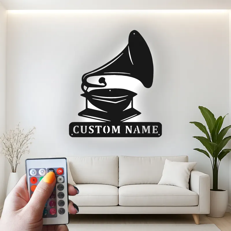 Insegna in metallo LED personalizzata per amante della musica, regalo in stile vintage per la casa 1