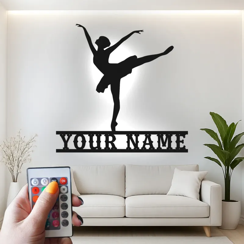 Insegna in metallo LED ballerina personalizzata, regalo per ballerini, decorazione per studio di danza o camera da letto