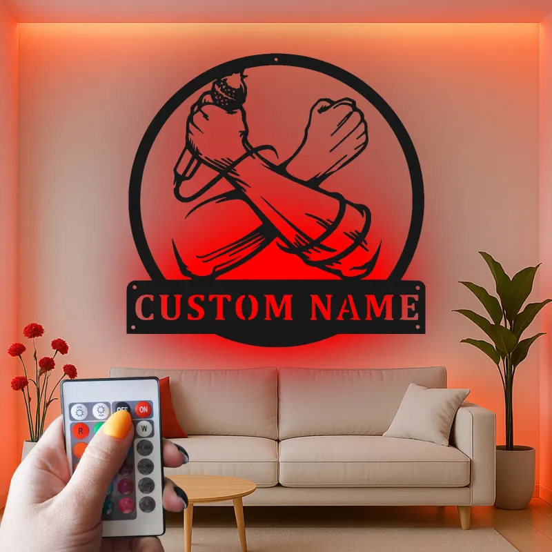 Insegna in metallo LED personalizzata Microfono | Decorazione per studio di registrazione | Regalo illuminato per cantanti | Arte murale per vocalist