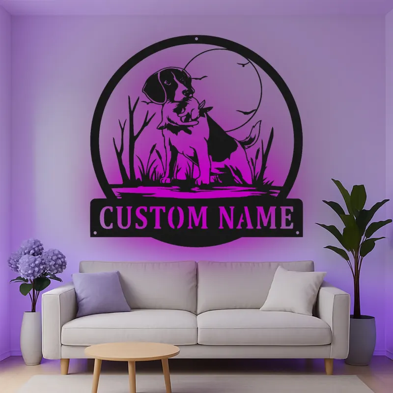 Cartel de metal LED Beagle personalizado Regalo para amantes de los perros Decoración de sala 2