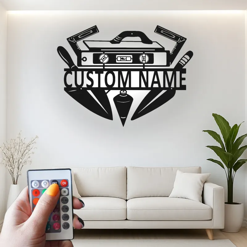 Custom Carpenter Tools Led Light Metal Wall Art Personalized Gift for Woodworkers Workshop Decor 1