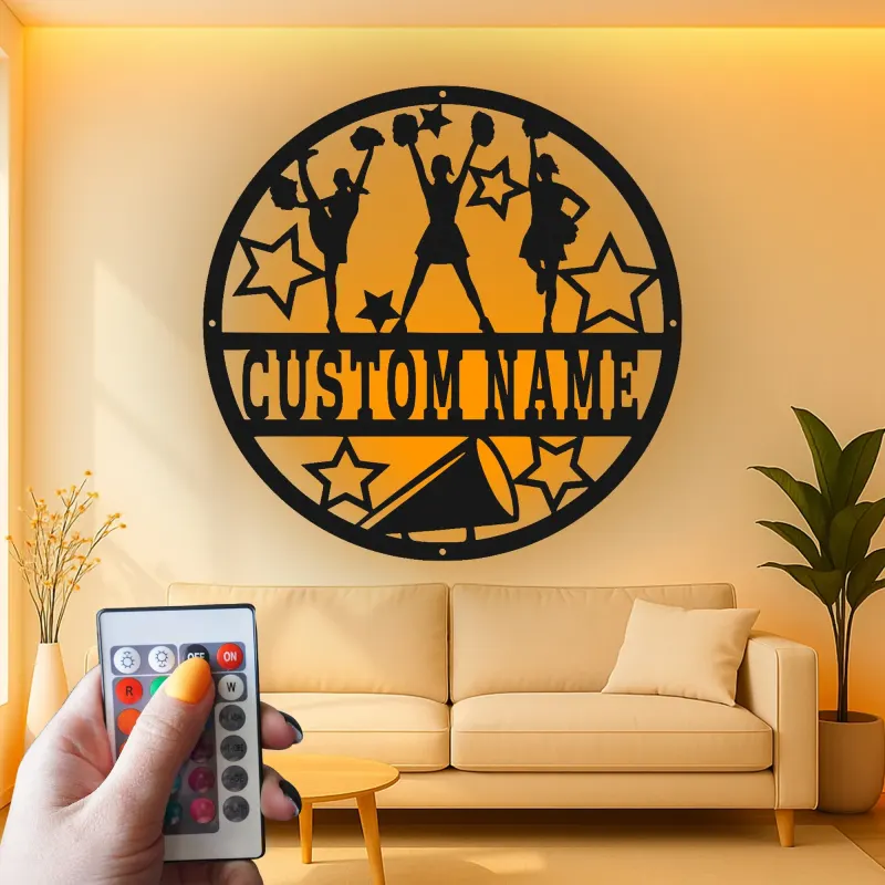 Insegna in metallo LED personalizzata per cheerleader - Regalo per adolescenti per camera da letto o decorazione per palestra