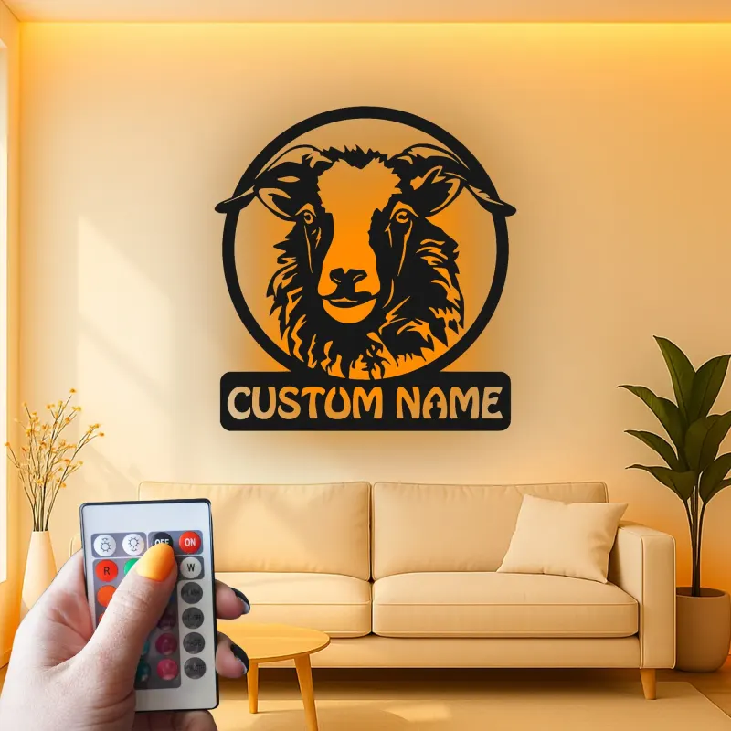 Custom Sheep Metal Sign | LED Farmhouse Wall Art for Barn & Ranch | Personalized Country Home Decor