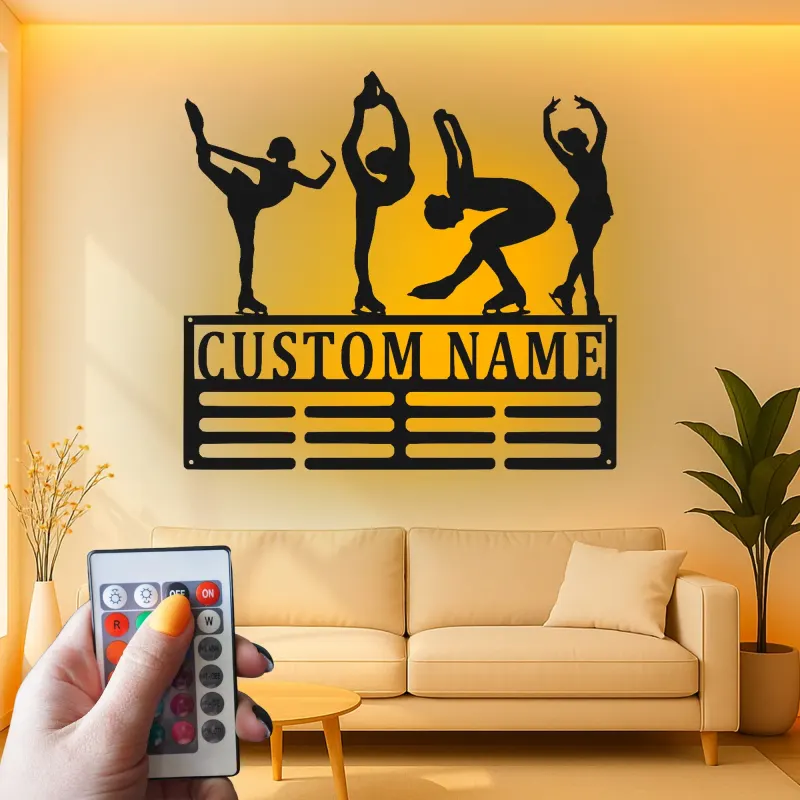 Cartel de metal LED personalizado de patinadora artística - Regalo personalizado para entusiastas del patinaje, decoración de dormitorio o estudio