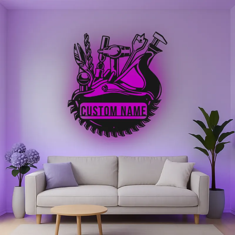 Décoration murale en métal LED personnalisée pour bricoleur - Cadeau pour garage et atelier