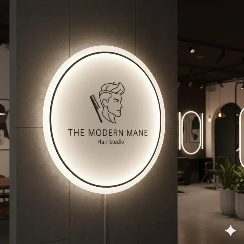 Personalisierte frosted Acryl-LED-Schild | Individuelles Unternehmenslogo | Modernes Salon-, Spa- und Bürodekor