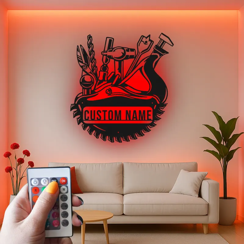 Décoration murale en métal LED personnalisée pour bricoleur - Cadeau pour garage et atelier