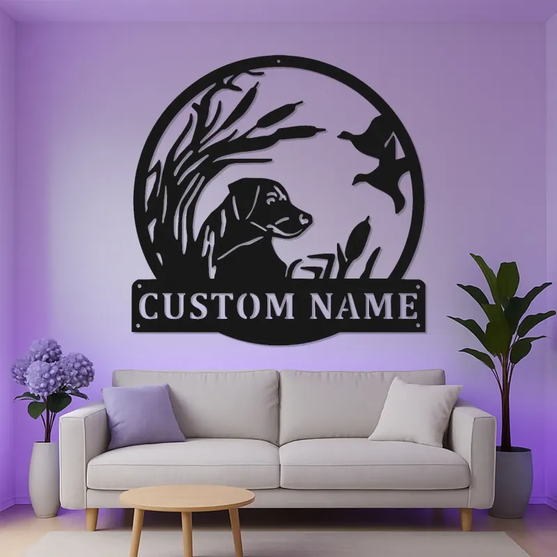 Custom Labrador Hunting Sign | Personalized Duck Hunt Metal Wall Art | LED Backlit Hunter Gift for Cabin Decor