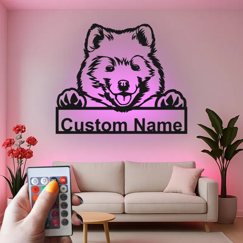 Personalisierte LED-Metall-Wandkunst mit Hundemotiv – Geschenk für Hundeliebhaber, Wohn- oder Kinderzimmerdeko