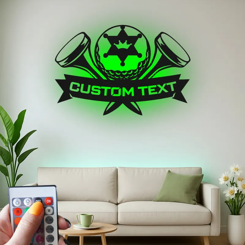 Personalized Golf LED Sign | Custom Metal Wall Art for Game Room | Golfer Name Plaque | Unique Gift for Him