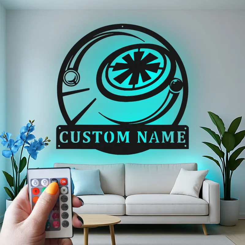 Décoration murale en métal personnalisée de vaisseau spatial Sci-Fi avec rétroéclairage LED - Cadeau pour les passionnés de l'espace et décoration de salle de jeux