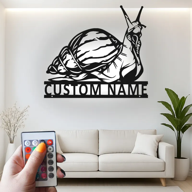 Custom Snail Metal Wall Art | LED Backlit Garden Sign | Personalized Patio Decor | Nature Lover Gift
