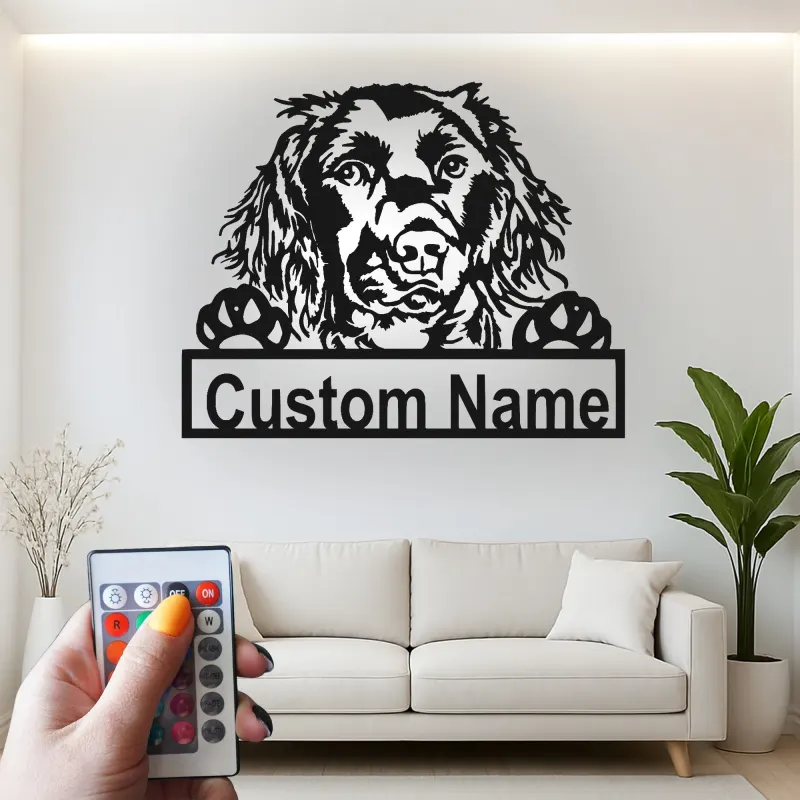 Custom Dog Breed Led Light Metal Wall Art Personalized Pet Parent Gift Living Room Animal Decor