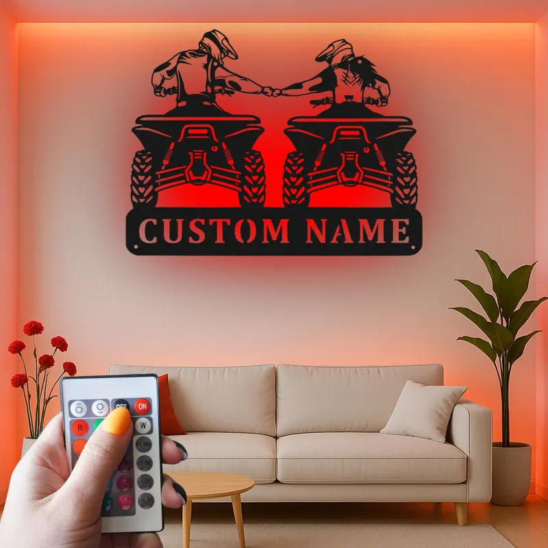 Cartel de metal LED personalizado para motorista de ATV, regalo personalizado para entusiastas del off-road, decoración para garaje o man cave 2