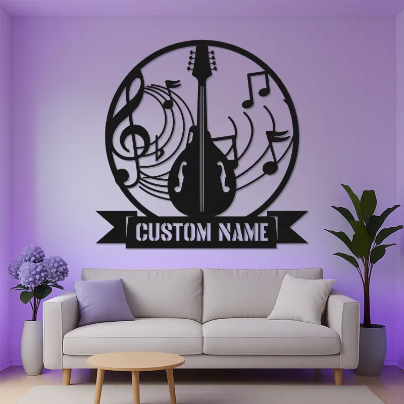 Custom Guitar LED Sign | Personalized Metal Wall Art for Music Room | Musician Name Plaque with Lights