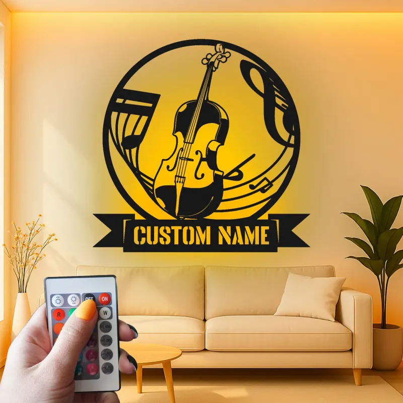 Insegna in metallo LED a forma di violino personalizzata, regalo per musicisti, decorazione per stanza musicale per amanti della musica