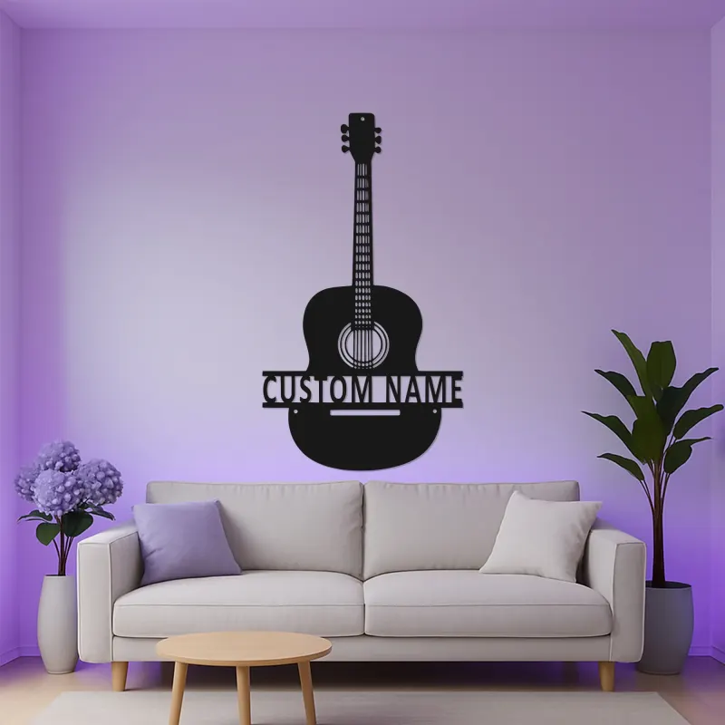 Personalisierte Gitarren-LED-Leuchte | Individuelle Metall-Wandkunst für Musikzimmer | Geschenk für Musiker
