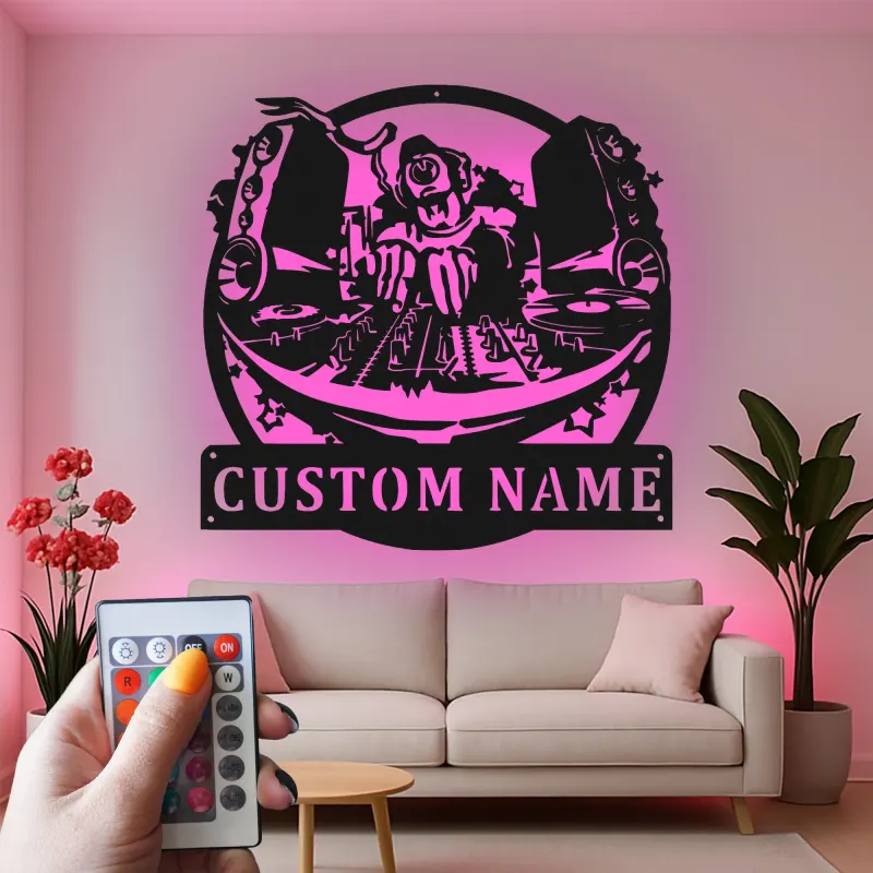 Cartel de metal personalizado con luz LED de tornamesa regalo para amantes de la música decoración de estudio o sala de juegos 1
