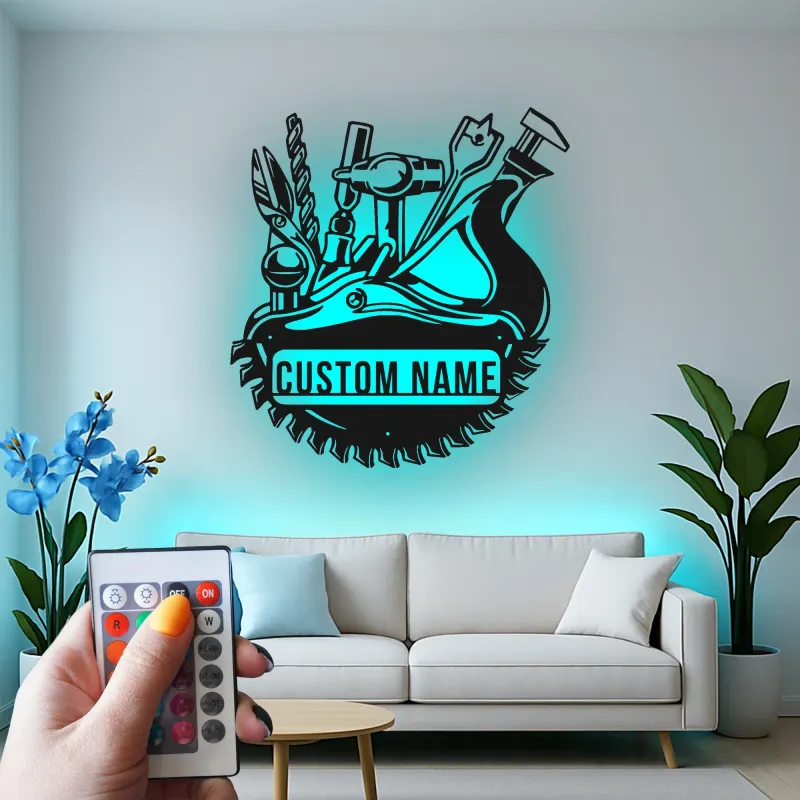 Décoration murale en métal LED personnalisée pour bricoleur - Cadeau pour garage et atelier