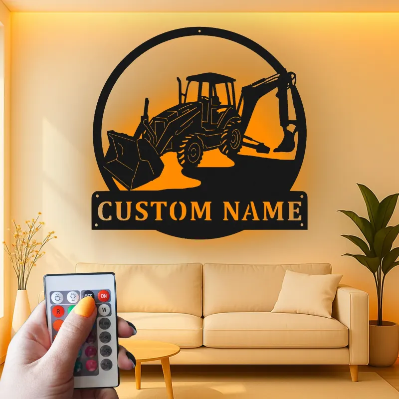 Cartel de metal LED personalizado de excavadora para regalo de entusiasta de la construcción