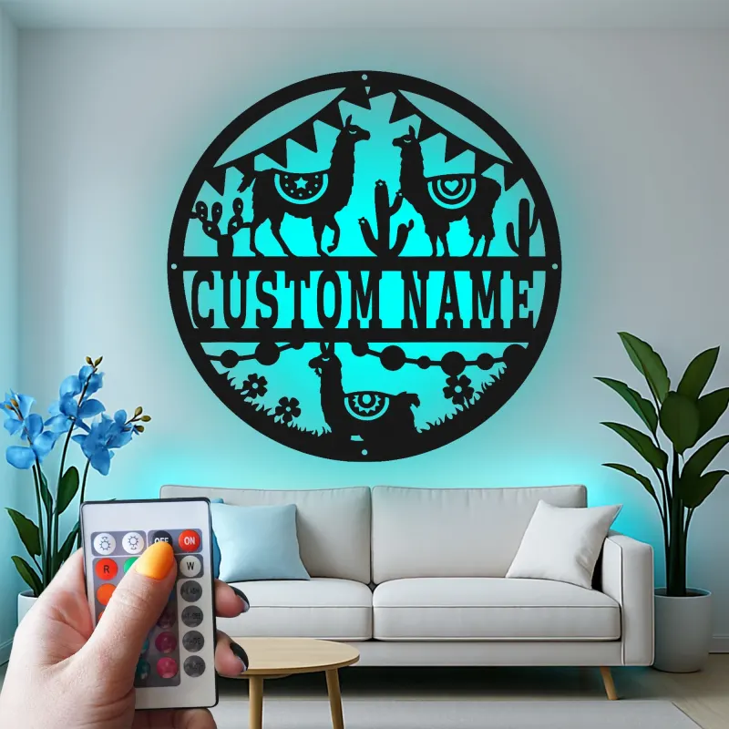 Insegna personalizzata con lama | Insegna da parete in metallo LED per cameretta | Decorazione sudoccidentale | Arredo boho per stanza bimbi e regalo baby shower