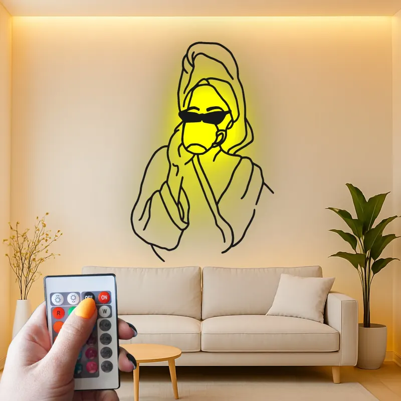 Chic Spa Day Frau LED Licht Metall-Wandkunst Einzigartiges Geschenk für Sie Badezimmer oder Spa-Dekoration