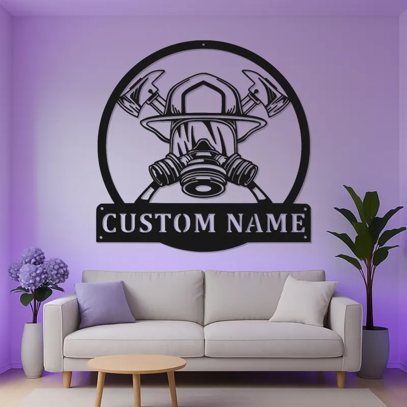 Personalized Firefighter LED Sign | Custom Metal Wall Art for Fire Station | Fireman Retirement Gift