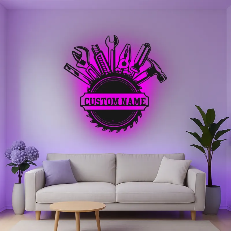 Décoration murale en métal LED personnalisée pour bricoleur - Cadeau pour garage et atelier