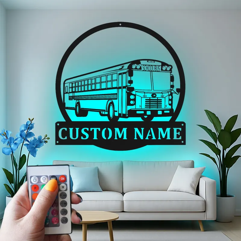 Cartel de metal LED personalizado de autobús escolar, regalo para conductores de autobús, decoración para oficina o aula