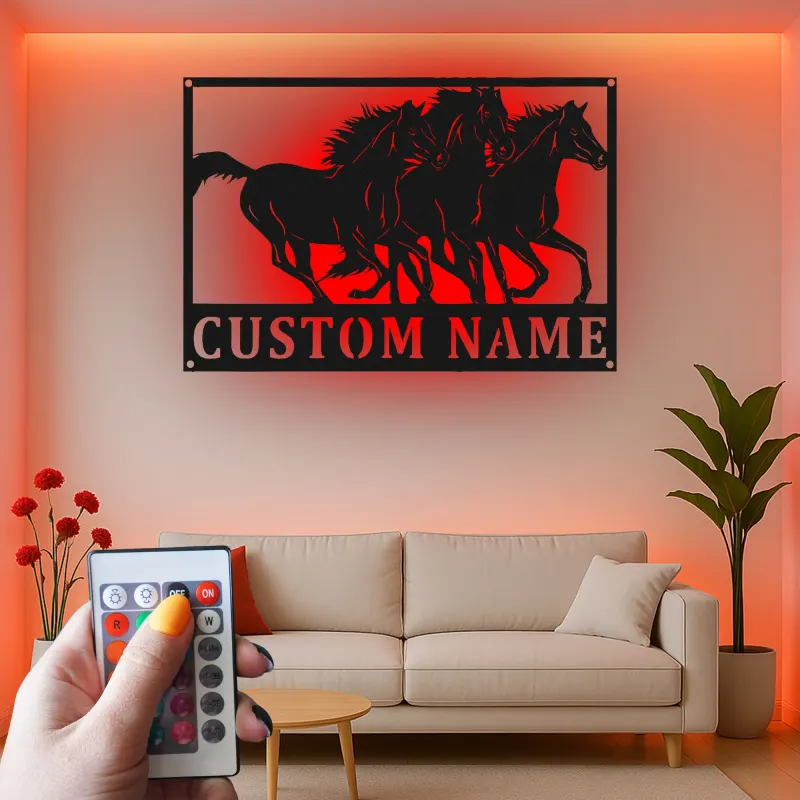 LED Horse Metal Sign | Custom Equestrian Wall Art for Ranch & Stable | Personalized Horse Lover Gift