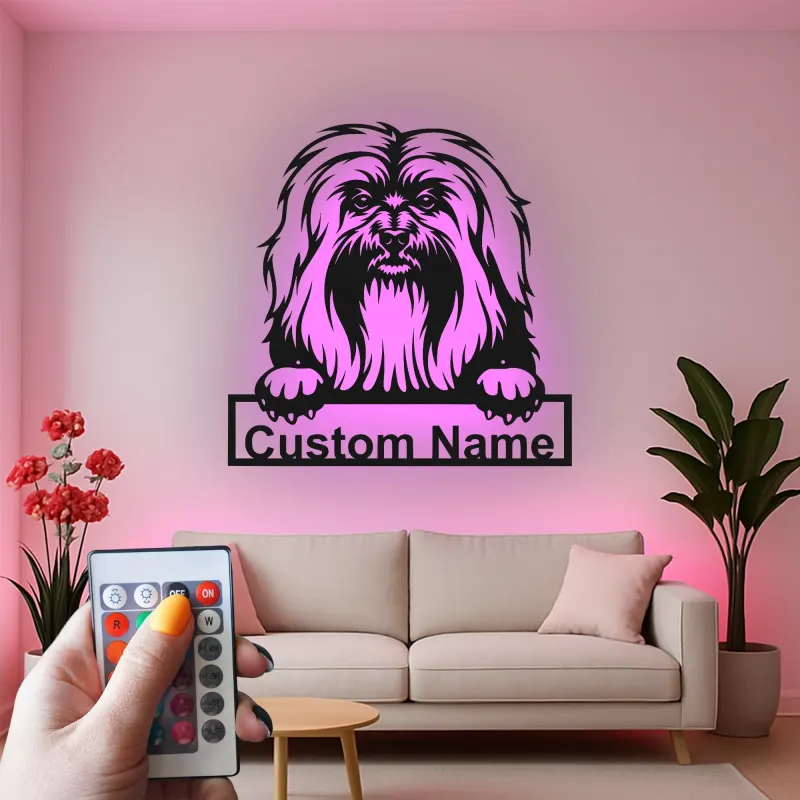 Custom Shih Tzu Led Light Metal Wall Art Personalized Dog Lover Gift Living Room Pet Decor