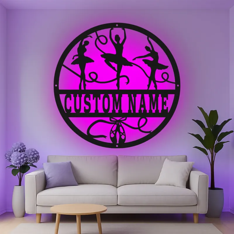 Décoration murale en métal personnalisée Danseuse de ballet avec rétroéclairage LED Cadeau pour danseur Décor de studio ou de chambre