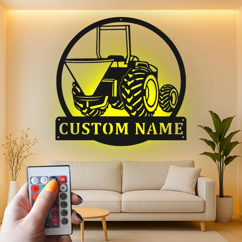 Insegna in metallo LED personalizzata per trattori - Regalo per agricoltori, decorazione per fattoria
