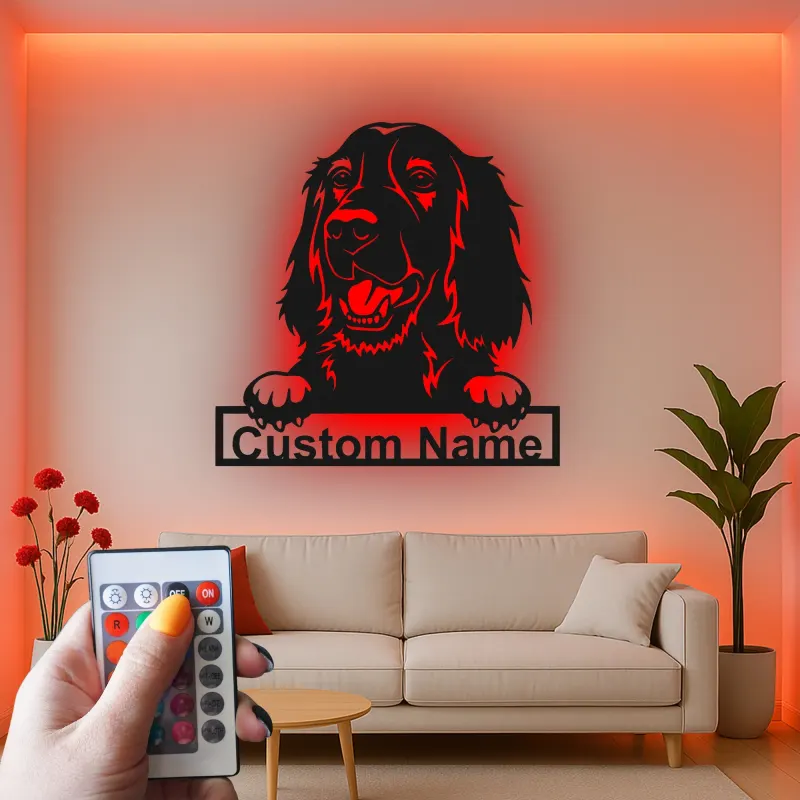 Décoration murale en métal LED personnalisée pour chien, cadeau pour les amoureux des animaux, décoration de salon ou de chambre