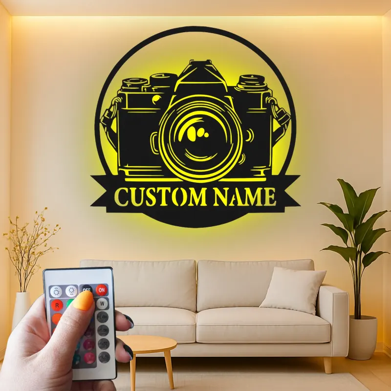 Insegna in metallo LED Camera personalizzata regalo per fotografi decorazione per studio per amanti della fotografia