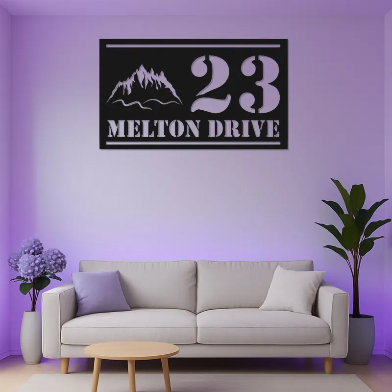 LED Mountain Address Sign | Backlit Metal House Numbers | Personalized Outdoor Decor for Rustic & Modern Homes | Housewarming Gift