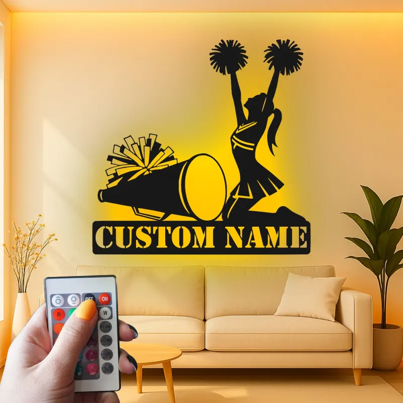 Insegna in metallo LED personalizzata per cheerleader - Regalo per atleti, decorazione per camera dei teenager o sport