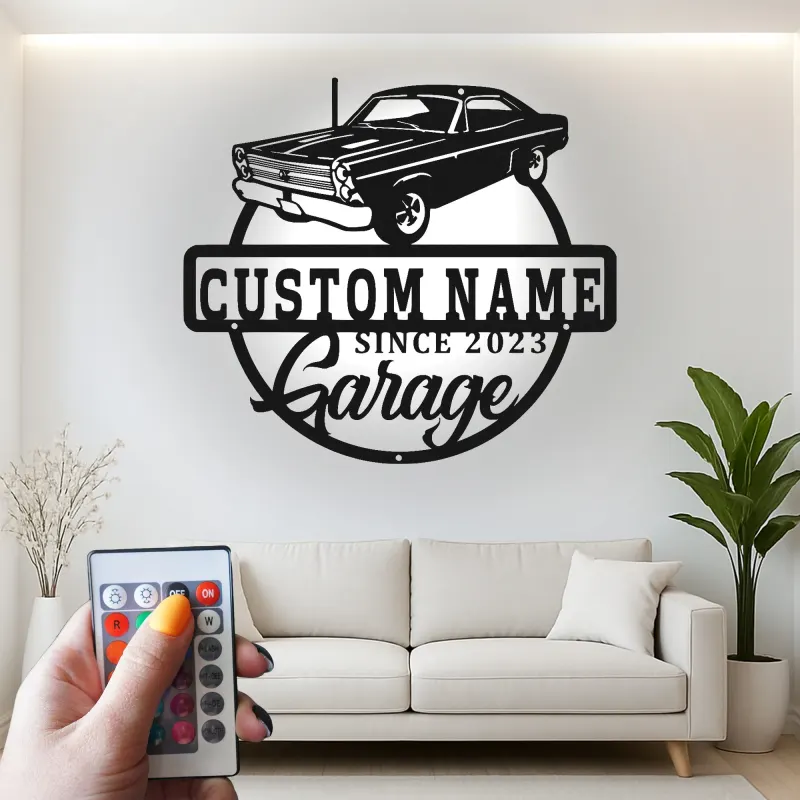 Custom Classic Car Led Light Metal Wall Art Personalized Garage Gift for Him Man Cave Decor 4