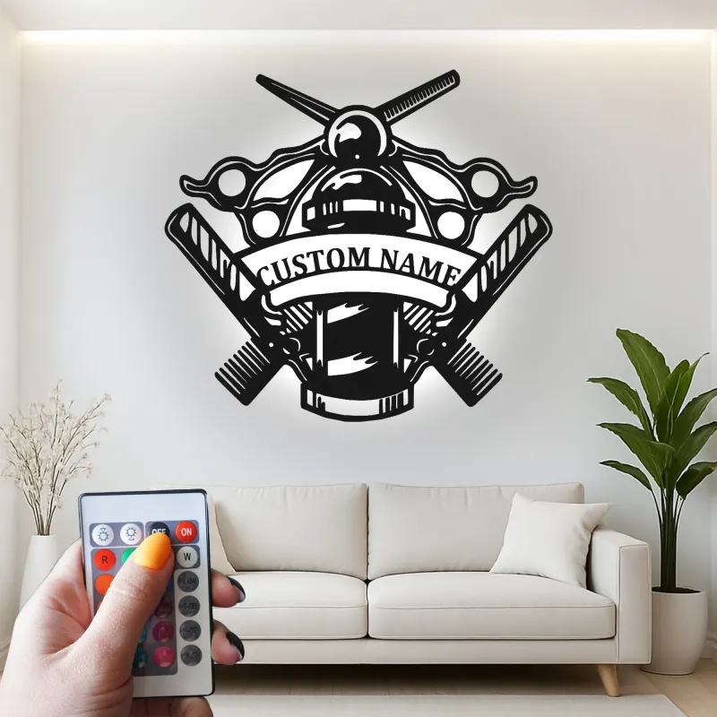 Insegna in metallo LED per Barber Shop Personalizzata Regalo per Barbieri Decorazione per Salone