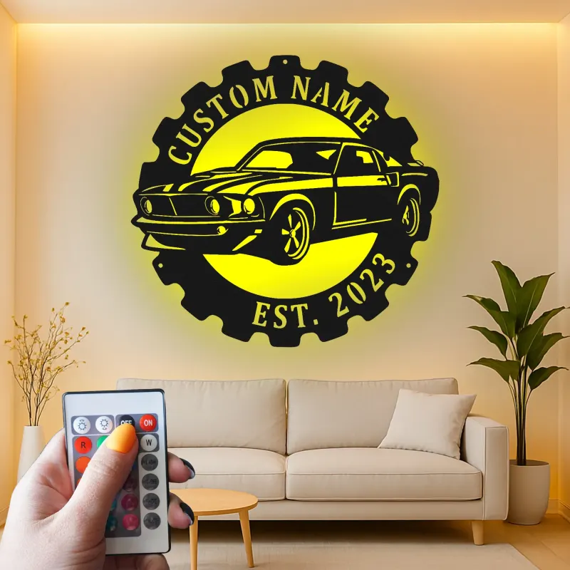 Cartel de metal LED de coche clásico personalizado regalo para entusiastas de coches decoración de garaje