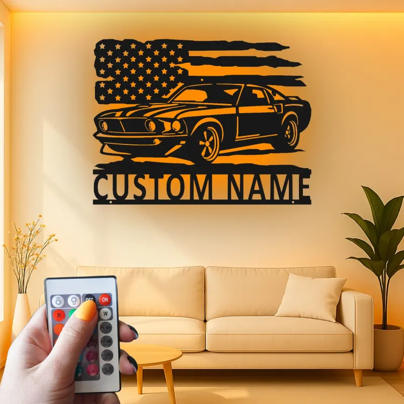Cartel de metal LED de coche clásico personalizado Regalo para entusiastas de coches Decoración de garaje o man cave