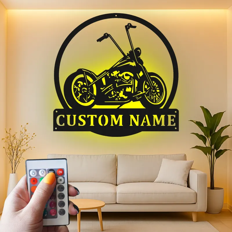 Insegna in metallo LED personalizzata per motociclisti, regalo per garage o decorazione per man cave