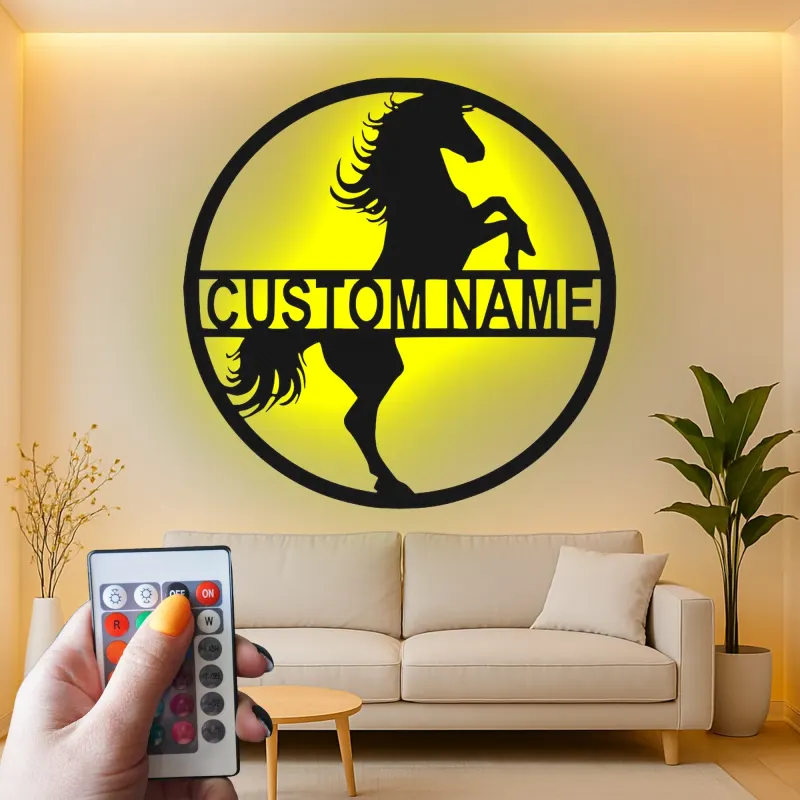 Cartel LED de caballo personalizado | Decoración mural ecuestre personalizada | Decoración para establo y granero | Regalo para amantes de los caballos