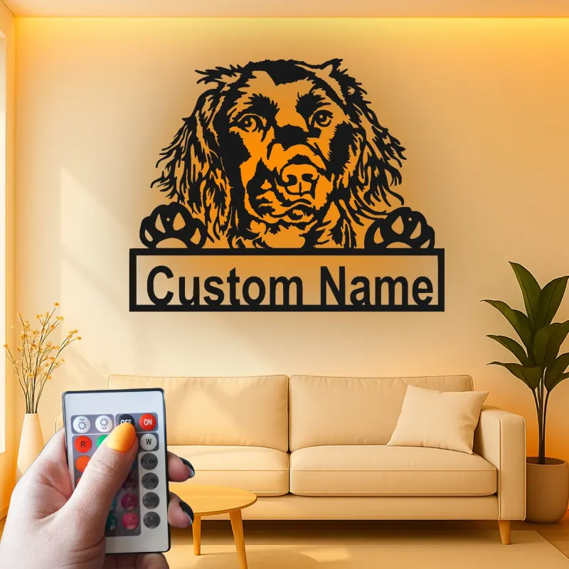 Custom Dog Breed Led Light Metal Wall Art Personalized Pet Parent Gift Living Room Animal Decor