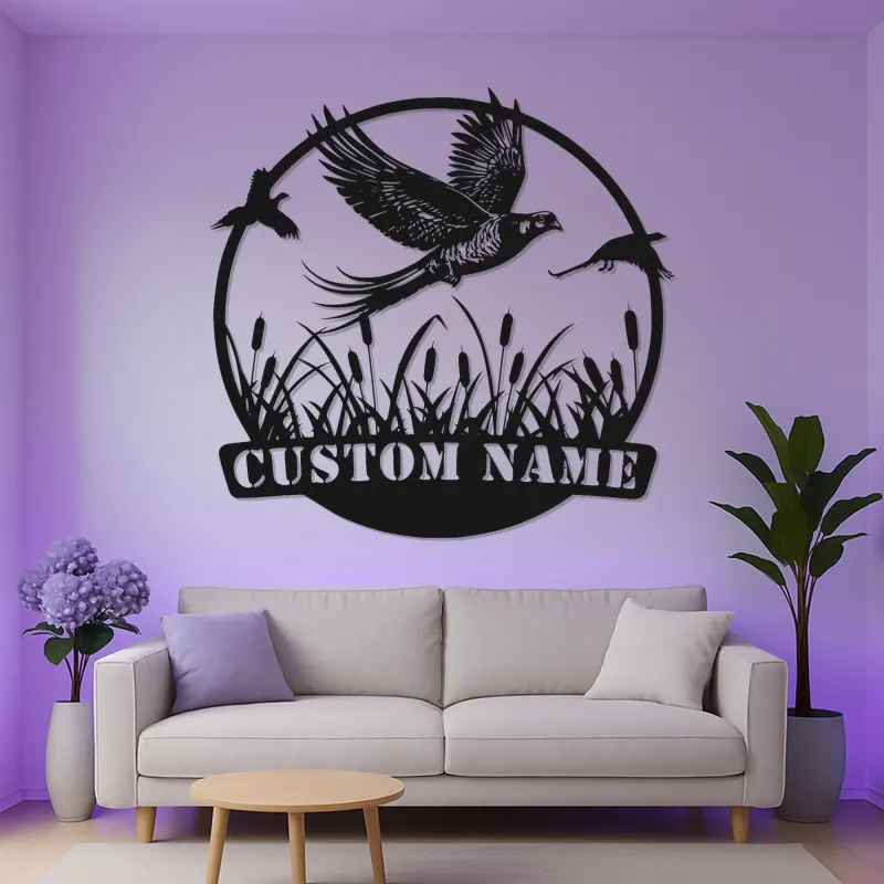 Art en métal de faisan personnalisé | Panneau LED de faune | Cadeau rustique pour chasseur et décoration de lodge