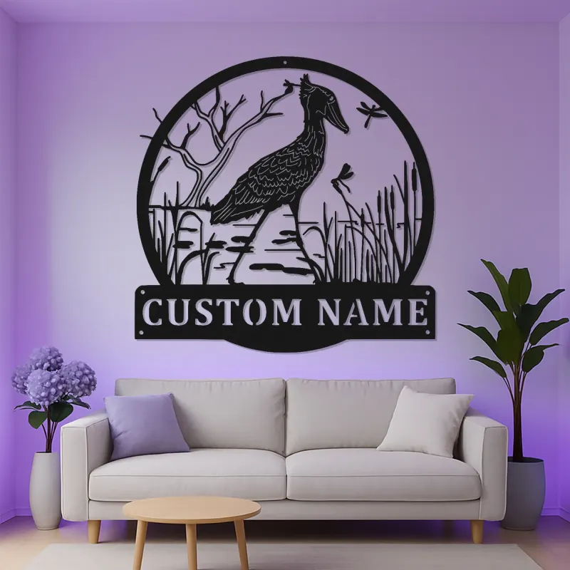 Enseigne héron en métal personnalisée | Décoration murale faune LED | Décor oiseau personnalisé pour amoureux de la nature | Enseigne cabane rustique
